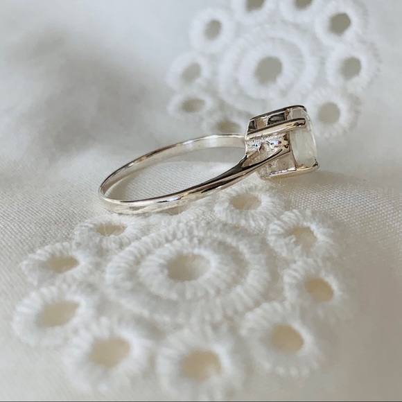 Moonstone Solitaire Sterling Silver Ring - Picture 8 of 8